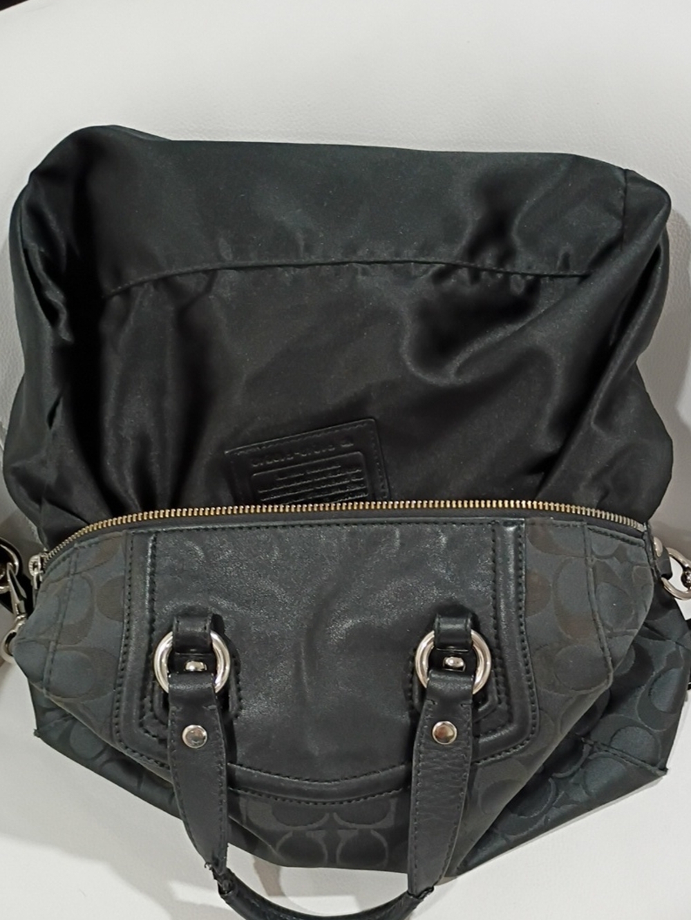 Coach Ashley Black Signature Satchel with Silver Hardware - Picture 8 of 10